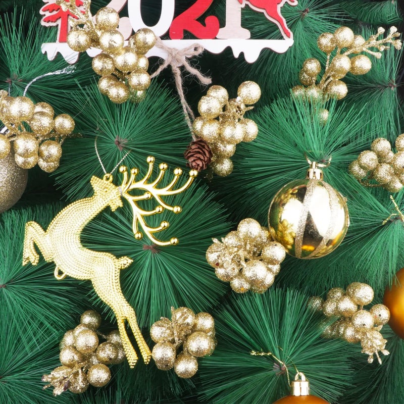 Meching 24 Pack Glitter Gold Berry Stems,7.5 Inch Christmas Sparking Gold Faux Winter Berry Sprigs,Artificial Berries Branches for Christmas Tree Garland Wreath Crafts Season Winter Home Decor - Image 4